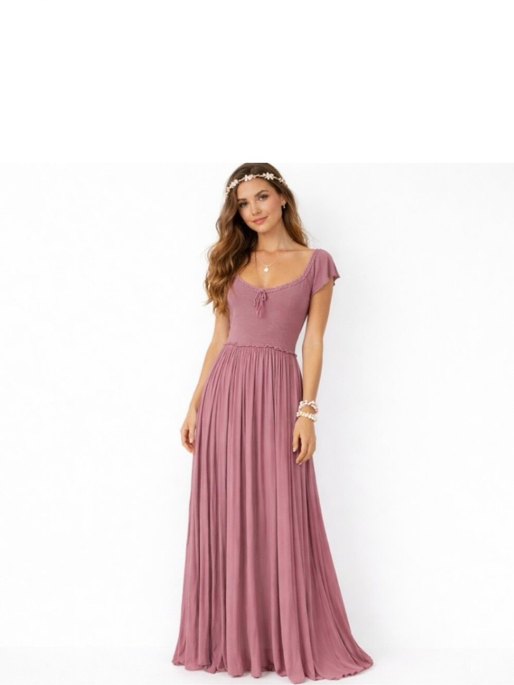 Free People Mauve Scoop-Neck Maxi Dress